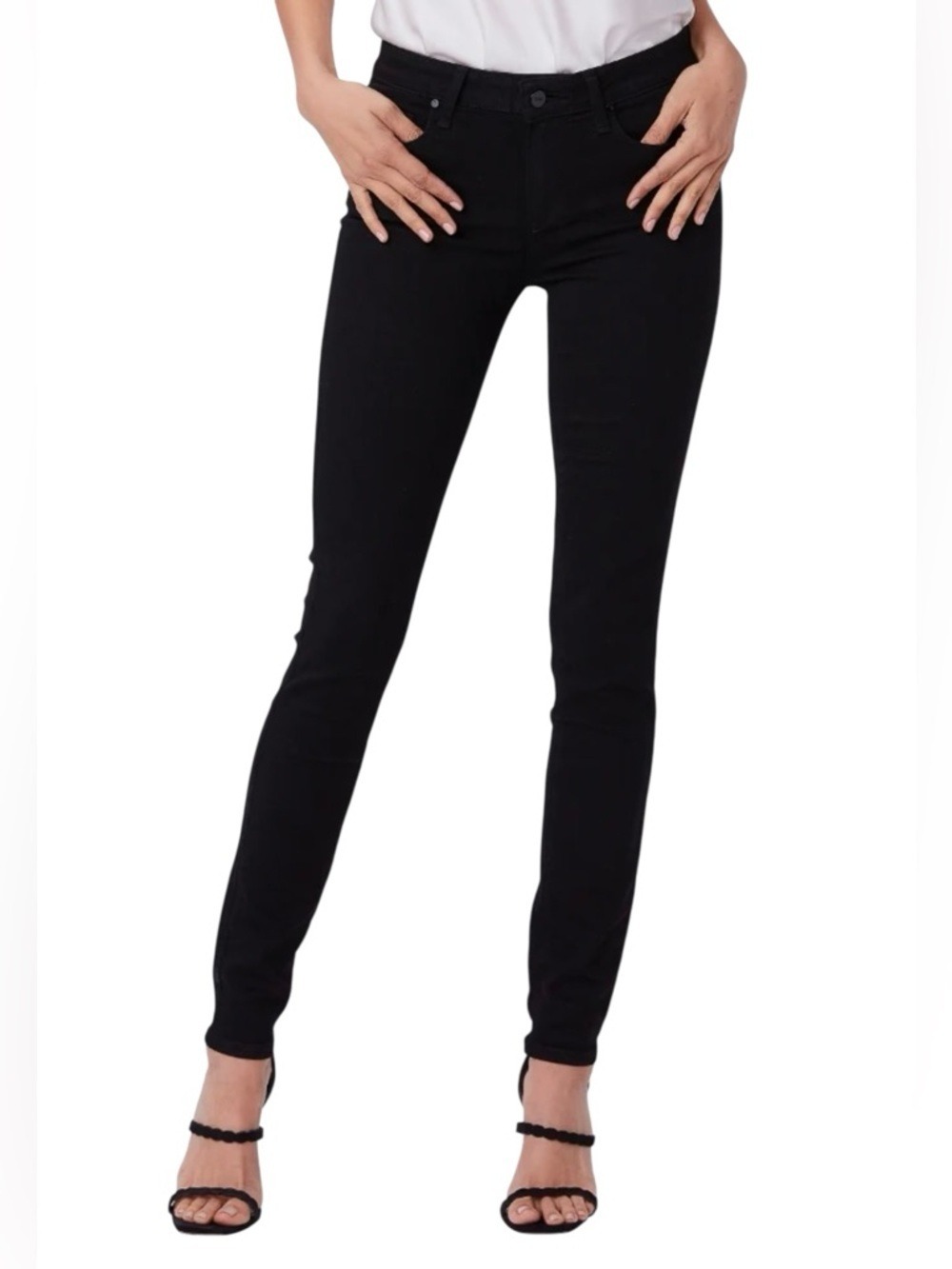 PAIGE Women's Size 26 Black Overdye Verdugo Ultra Skinny Crop Denim Jeans